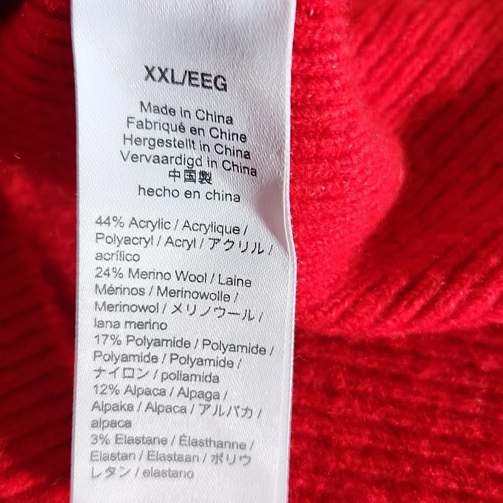 J. Crew Sweater Womens Red gold buttons wool alpaka acrylic Elastane size XXL